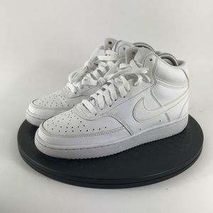 Nike Court Vision Mid Triple White Leather Women’s Size 6.5